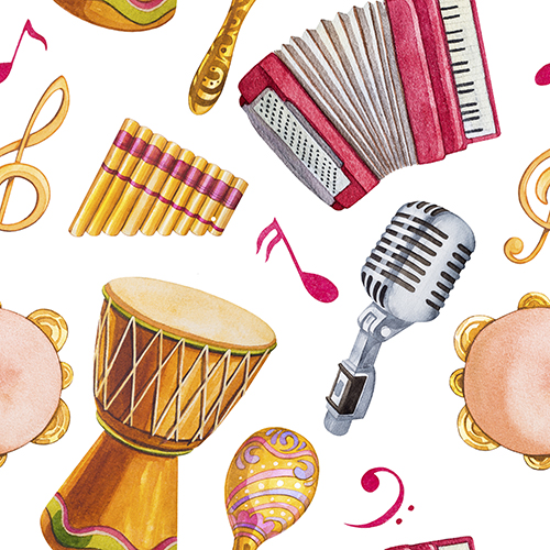 Musical Instruments. Watercolor illustrations.